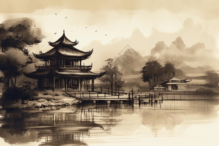 自然环境中的中国传统建筑图片