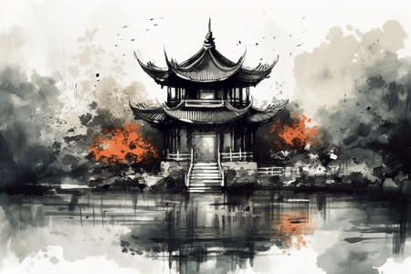 中国园林建筑背景图片