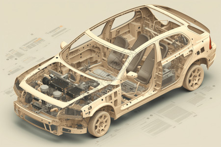 汽车外部车身部件的3D概念图图片
