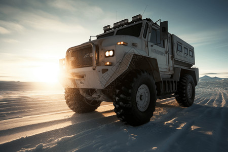 北极探索车辆特写图背景图片