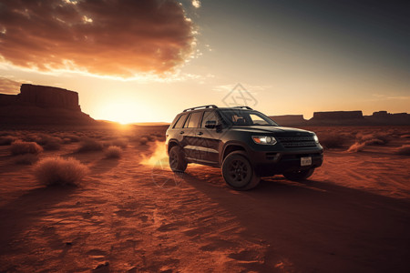 沙漠中的SUV图片