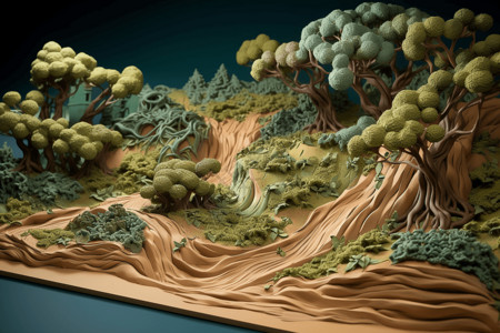 山脉树林模型背景图片