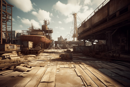 废弃的工业港口图片
