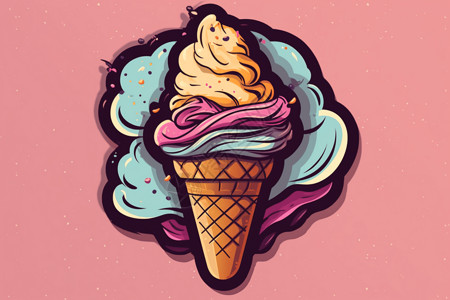 冰淇淋蛋卷贴纸背景图片