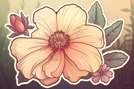 五彩花朵五彩的花朵贴纸插画