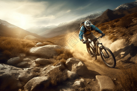 越野山地山地自行车比赛特写图设计图片