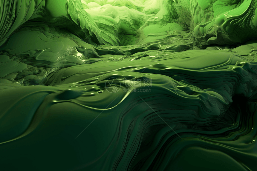 绿色质感流动液体图片