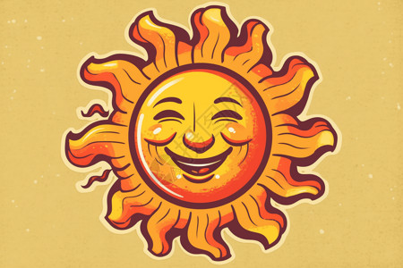 耀眼的太阳明亮的太阳贴纸插图插画
