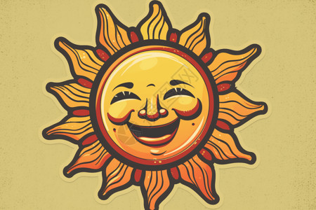 耀眼的太阳太阳贴纸插画