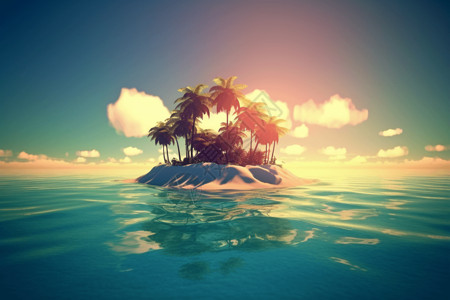 荒岛海洋上的小岛设计图片