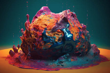 水彩墨背景彩色液体流动设计图片