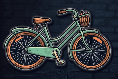 自行车车轮自行车贴纸插画