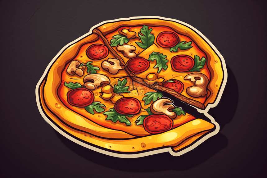 美味的披萨贴纸图片