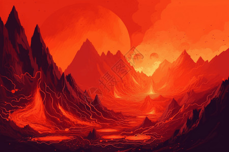 火山爆发素材插画风火山爆发插画