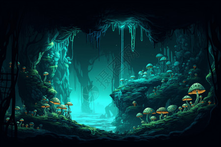 梦幻般神秘洞穴背景图片