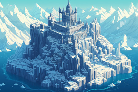 冰天雪地里的古老城堡图片