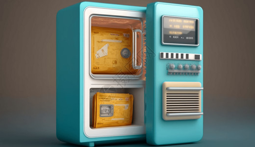 冰柜贴图3D青色冰箱设计图片