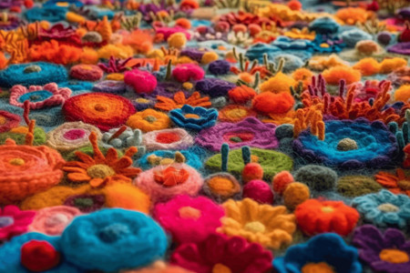 充满活力的羊毛毡花场背景图片