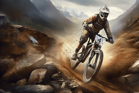 自行车车手山地车手在野外竞赛图片背景