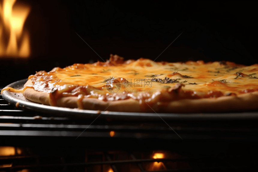 桌面上的美味披萨图片
