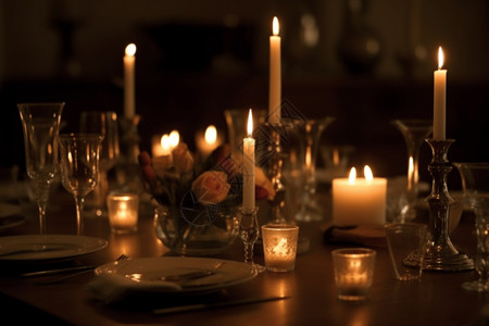浪漫晚餐的特写图高清图片