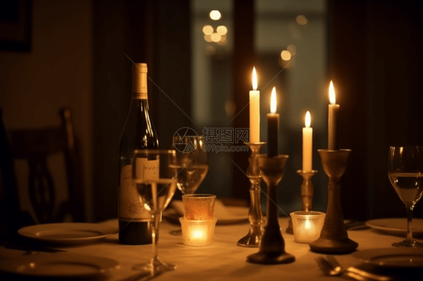 浪漫晚餐的桌子图片