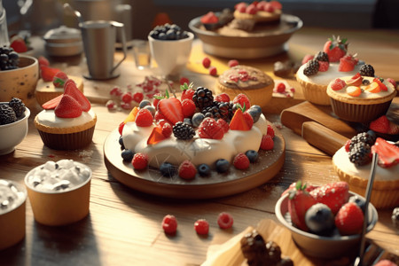 奶油水果蛋糕制作过程高清图片