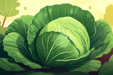 一种蔬菜具有营养价值的卷心菜插画