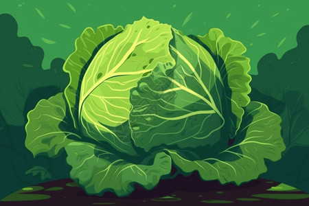 一种蔬菜生长的卷心菜插画