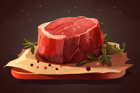 盐焗食品素材牛肉美食插画
