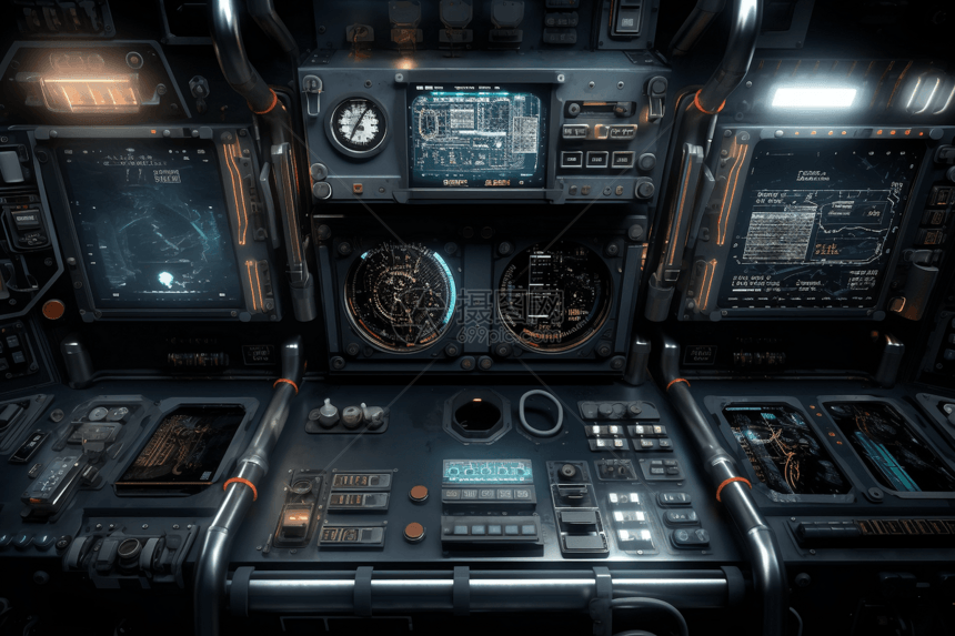 未来科技感空间站控制台图片