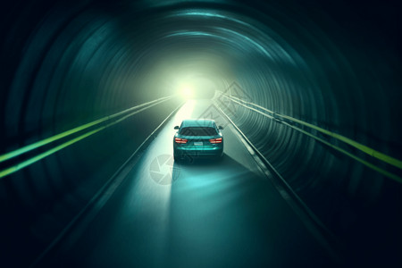 隧道中行驶中的汽车图片