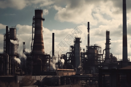 工业排放工业工厂烟囱图设计图片