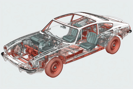 3D汽车结构图背景图片