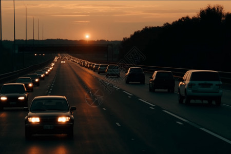 日落时高速公路图片