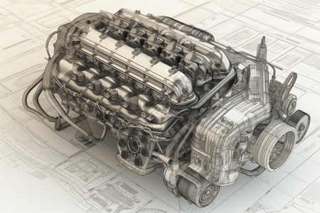复杂的汽车发动机结构图图片