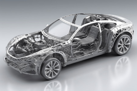 3D汽车剖面图背景图片