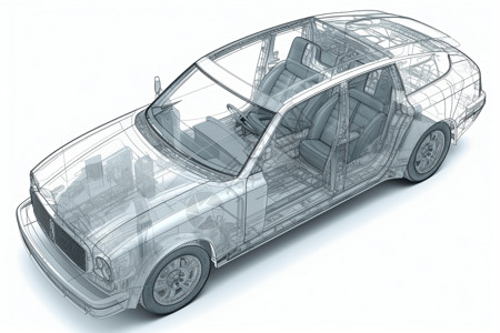 3D汽车模型框架图高清图片