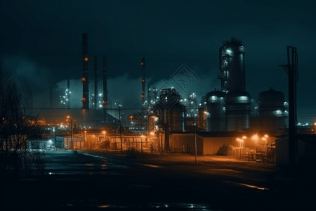 夜间工业景观图背景图片