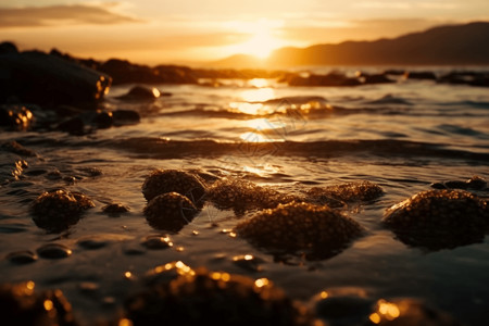 遥远的海滩温泉背景图片