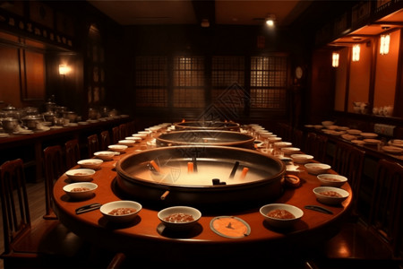 昏暗的火锅餐厅图片