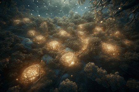 树藤素材森林里的萤火虫设计图片