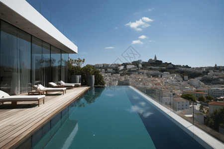 酒店屋顶游泳池背景图片