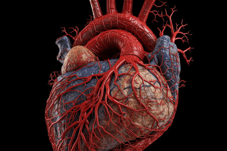 带有红色血管的心脏背景图片