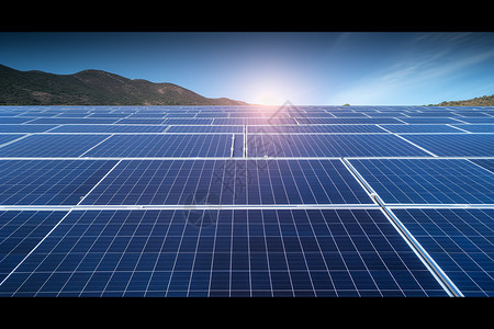 网格光光伏电站中的太阳能电池板背景