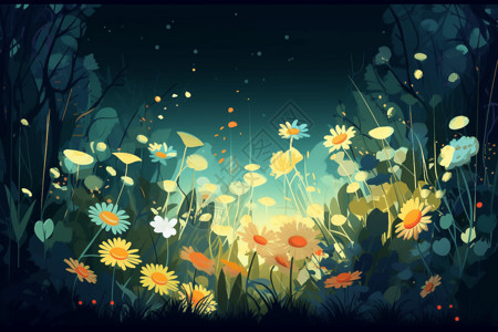 颜色淡雅淡雅的数码花卉插画