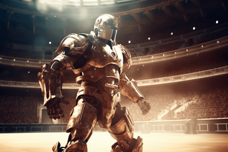 罗马背景挺拔的机器人角斗士设计图片