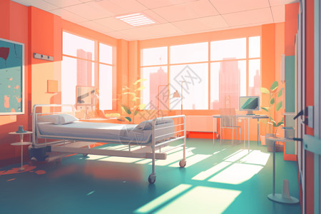宽敞明亮的病房背景图片