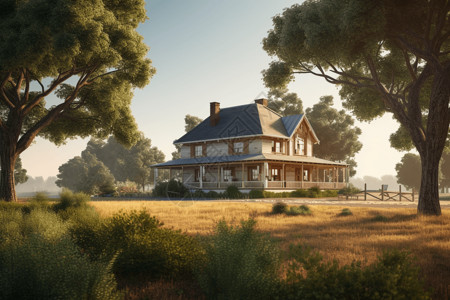 乡间别墅3D效果图背景图片
