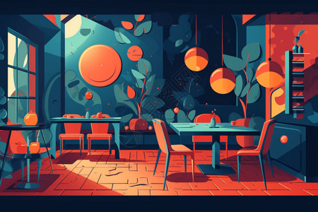 现代融合餐厅插图图片